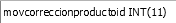 1. movcorreccionproductoid: identificador primario